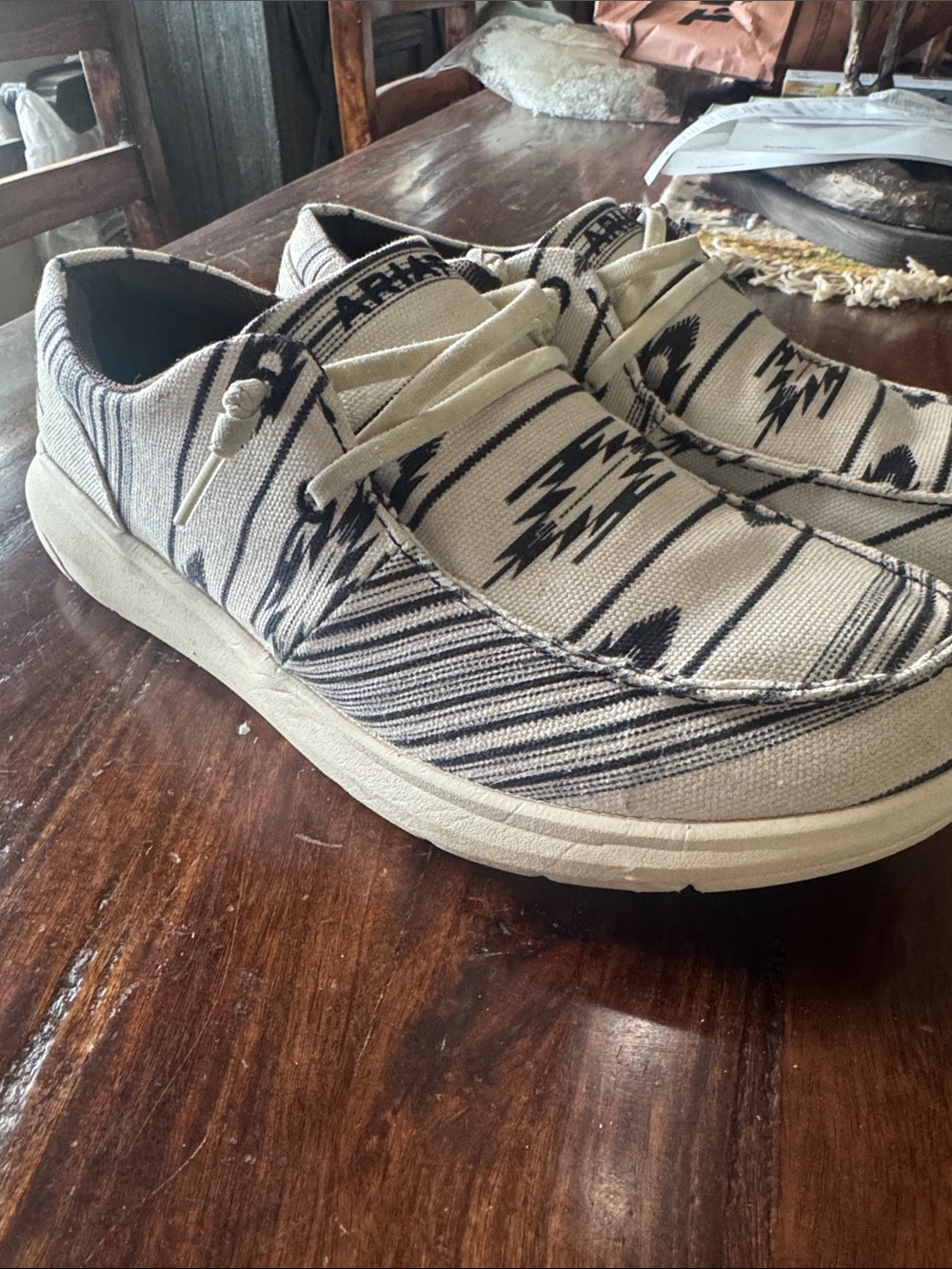 Ariat Women's Ivory and Black Patterned Slip-On Flats
